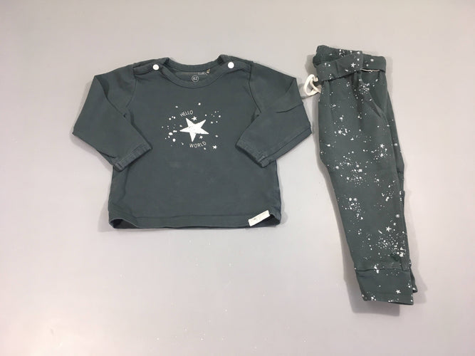 Pyjama 2pcs jersey gris hello, moins cher chez Petit Kiwi