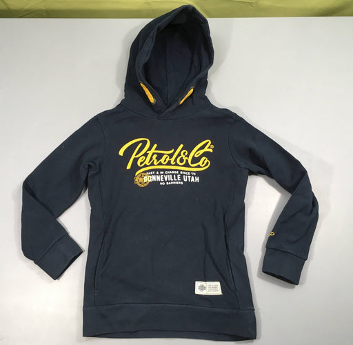 Sweat bleu foncé Petrol&co jaune à capuche, moins cher chez Petit Kiwi