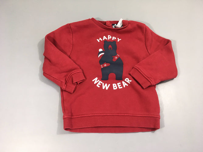 Sweat rouge Happy, moins cher chez Petit Kiwi