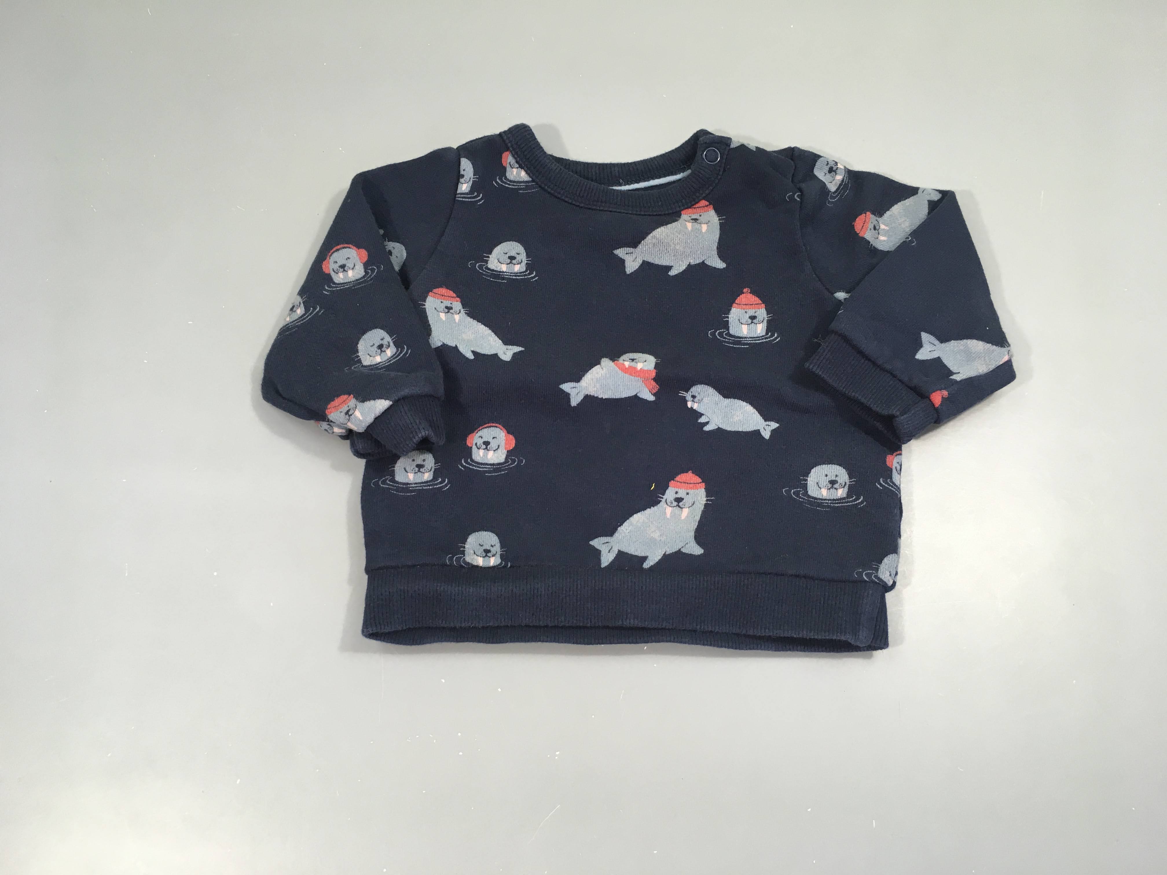 Sweat bleu phoques-Légèrement bouloché