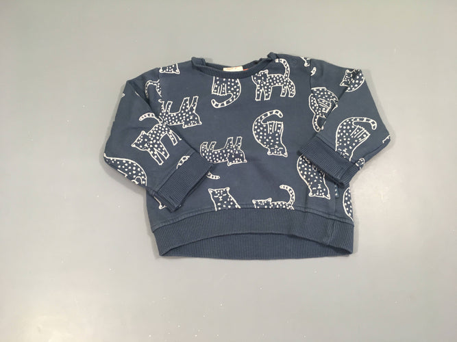 Sweat bleu Félins, moins cher chez Petit Kiwi