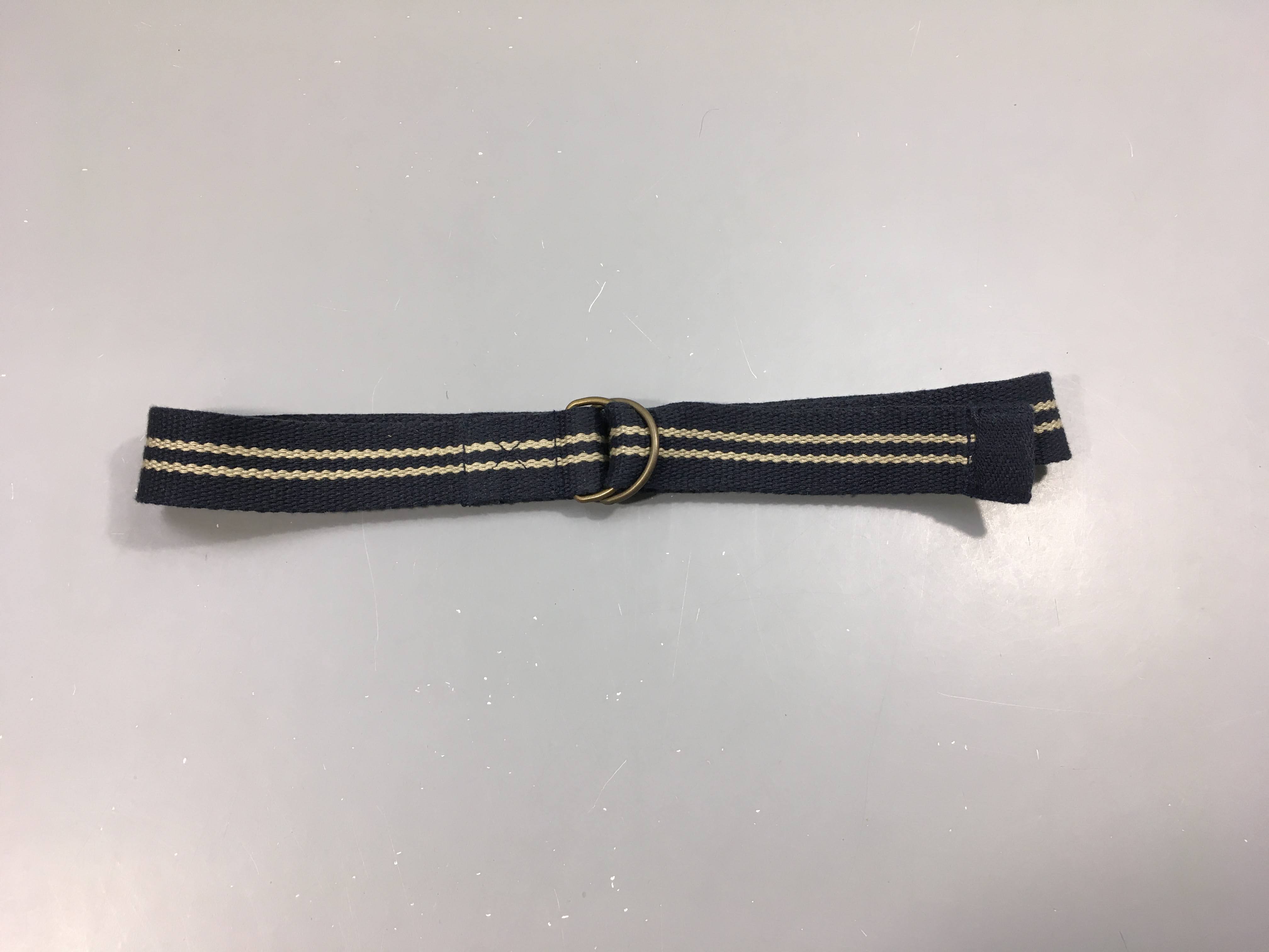 Ceinture textile bleu rayé blanc