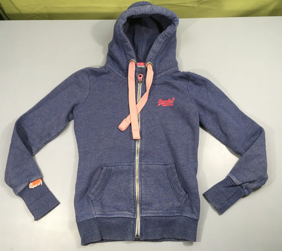 Sweat zippé à capuche bleu rose, moins cher chez Petit Kiwi