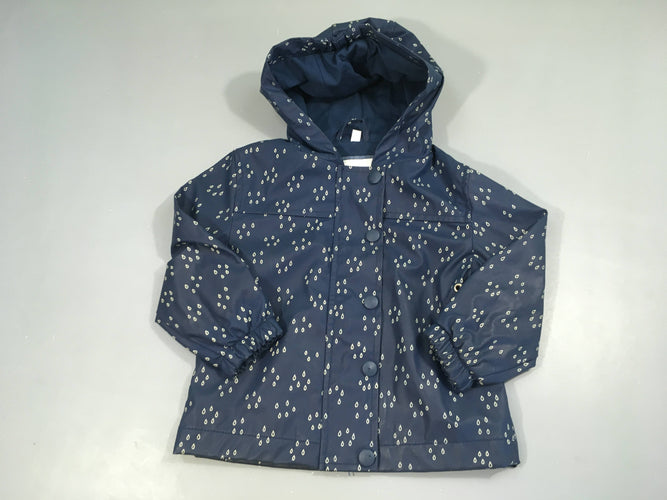 Veste cirée à capuche bleu goutes, moins cher chez Petit Kiwi