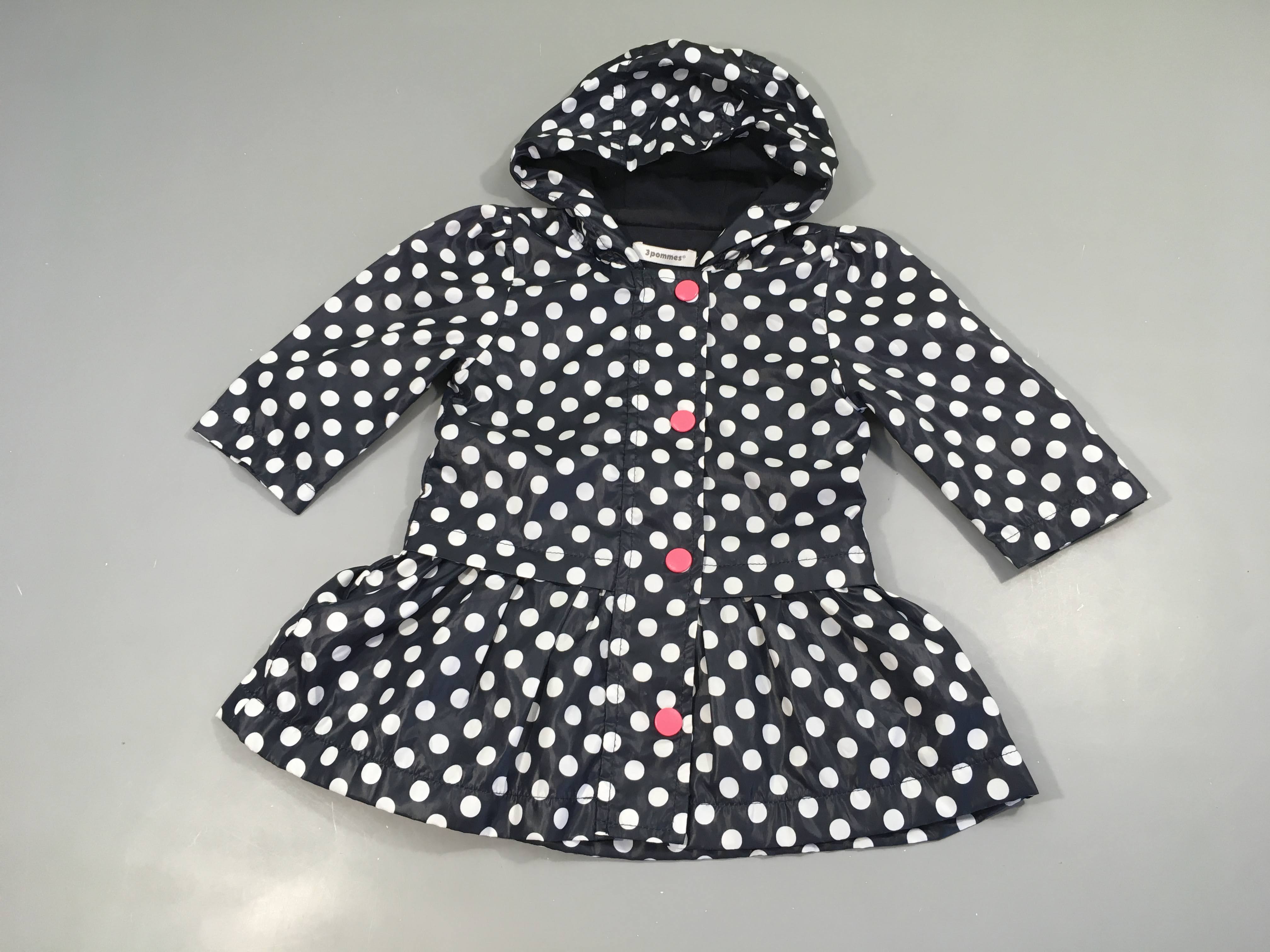 Veste coupe-vent à capuche bleue pois blancs