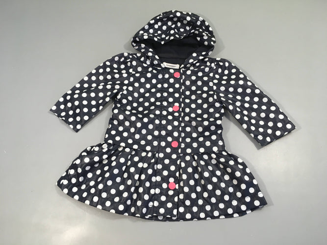 Veste coupe-vent à capuche bleue pois blancs, moins cher chez Petit Kiwi