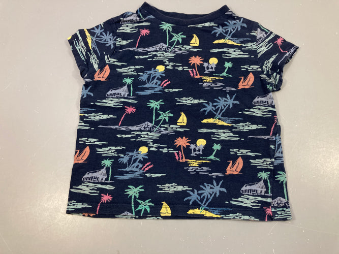 T-shirt m.c bleu foncé îles, moins cher chez Petit Kiwi
