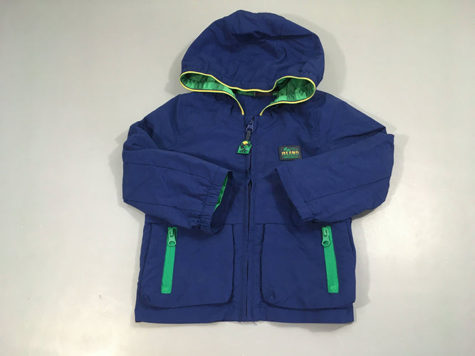 Veste à capuche coupe-vent bleu foncé Island, moins cher chez Petit Kiwi