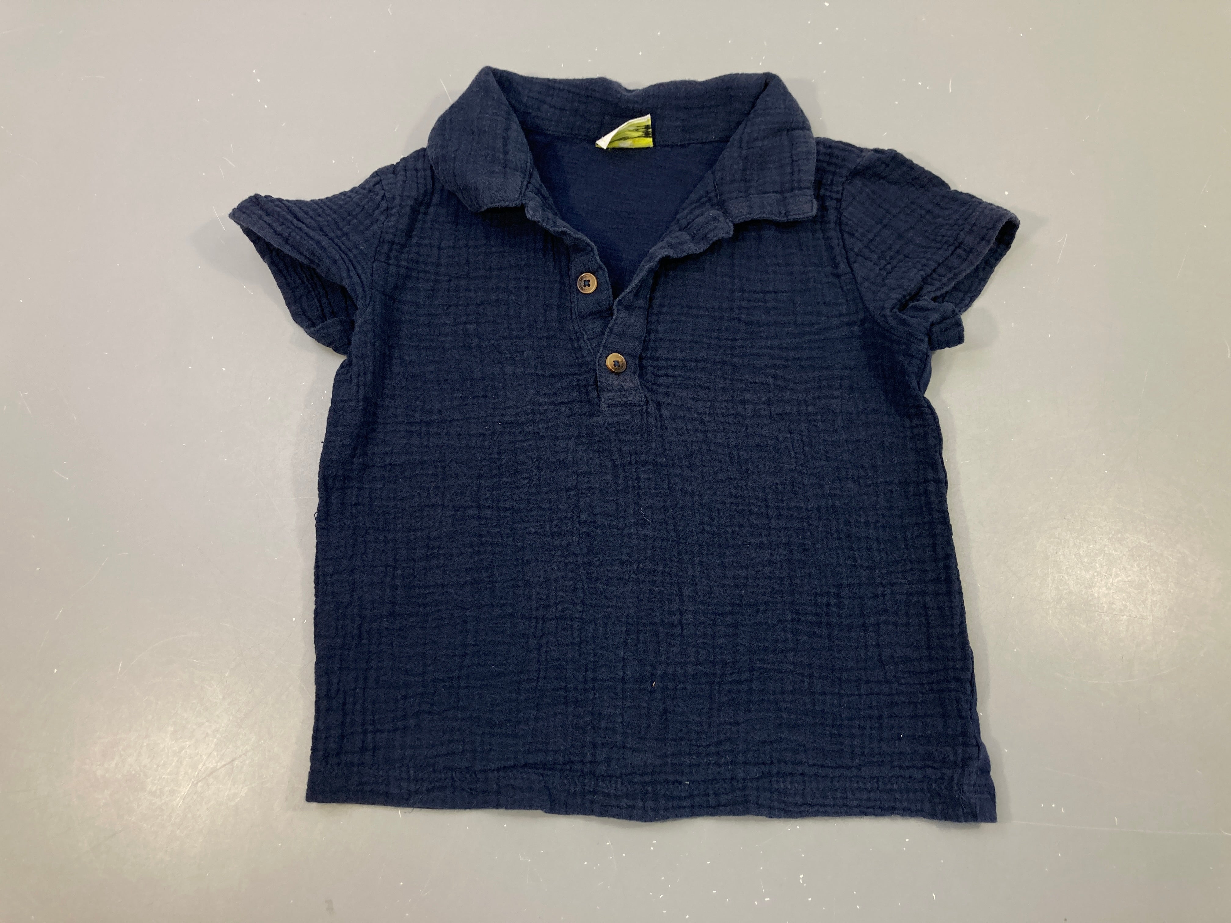Chemise m.c tetra bleu foncé légèrement boulochée