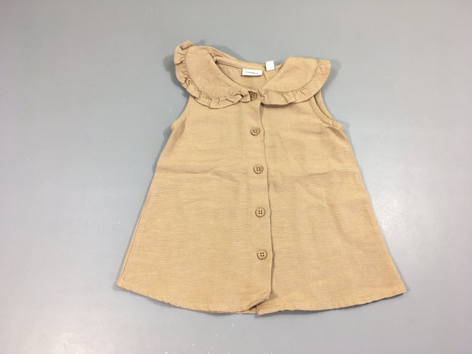 Robe s.m beige col 15%Lin, moins cher chez Petit Kiwi
