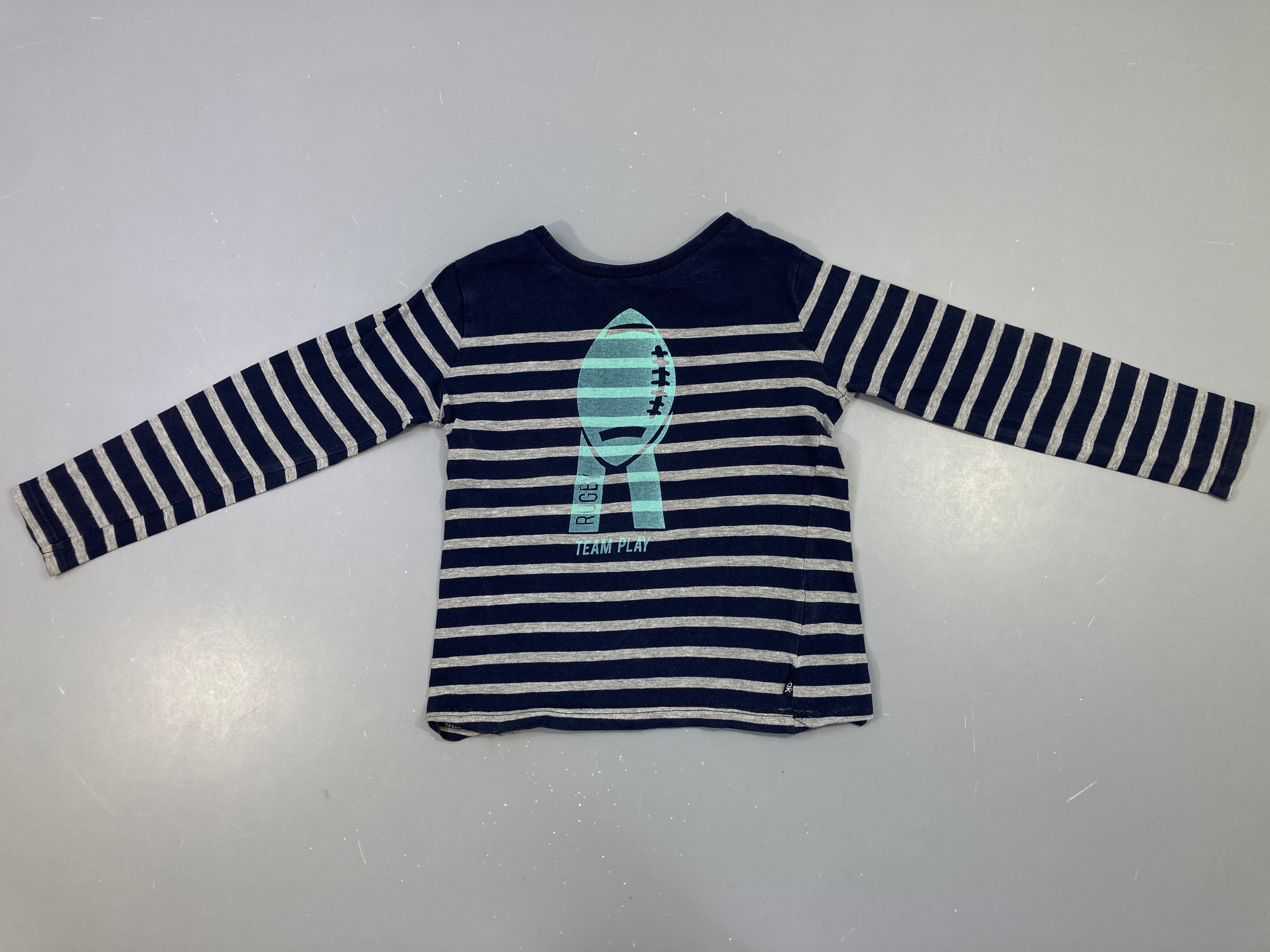 T-shirt m.l bleu rayé gris Balon team play