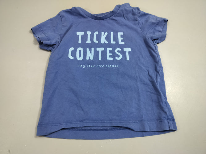 T-shirt m.c bleu "tickle contest"  100% coton bio, moins cher chez Petit Kiwi