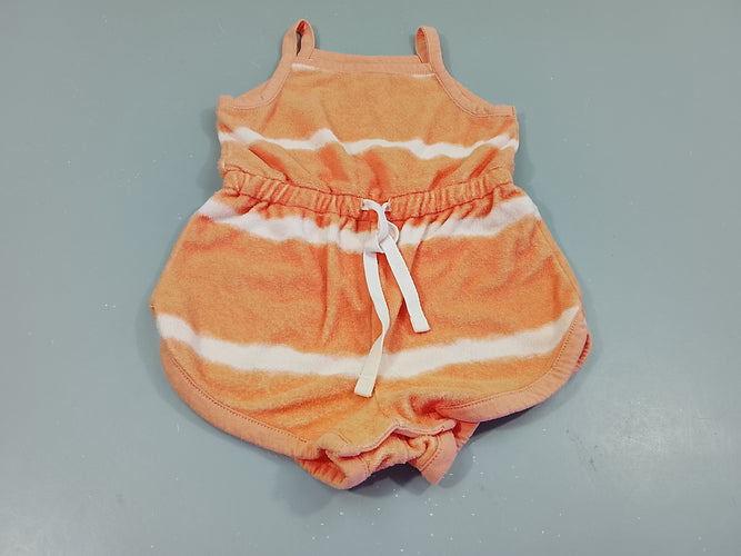 Combishort  éponge orange et blanc, taille élastique, moins cher chez Petit Kiwi