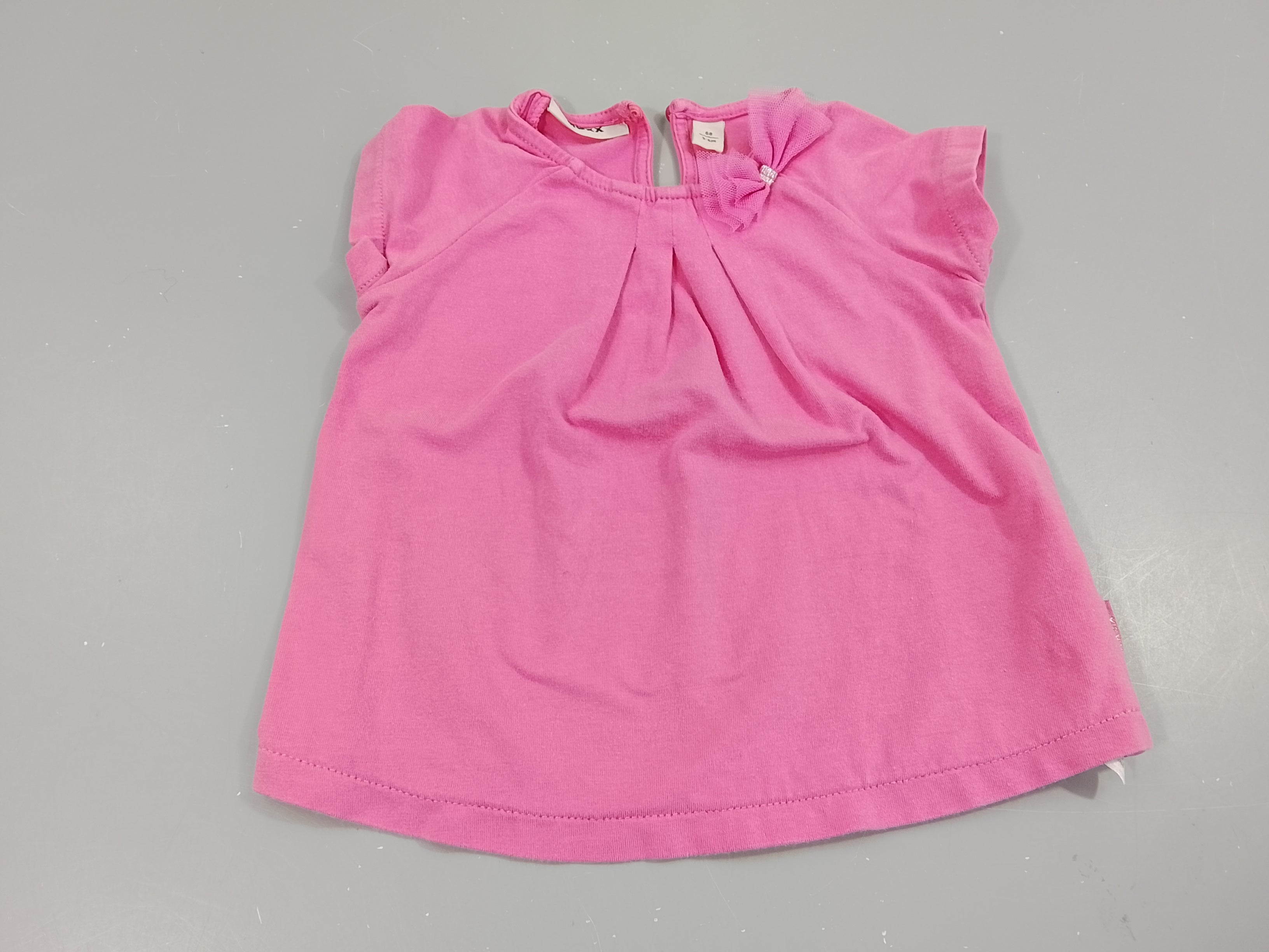 T-shirt m.c rose, noeud  au col