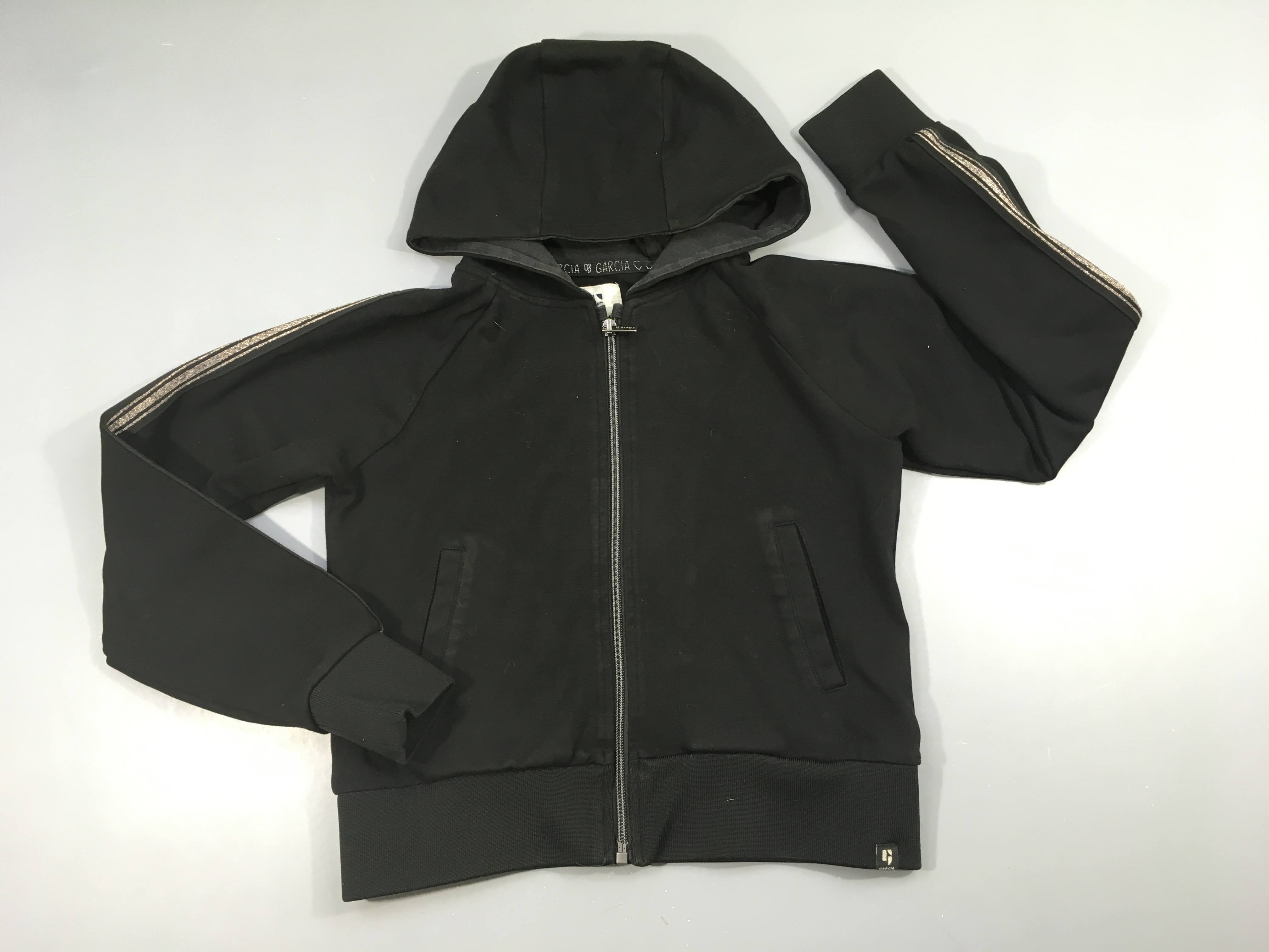 Sweat zippéà capuche noir liseret argenté