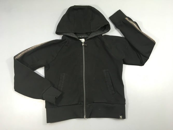 Sweat zippéà capuche noir liseret argenté, moins cher chez Petit Kiwi