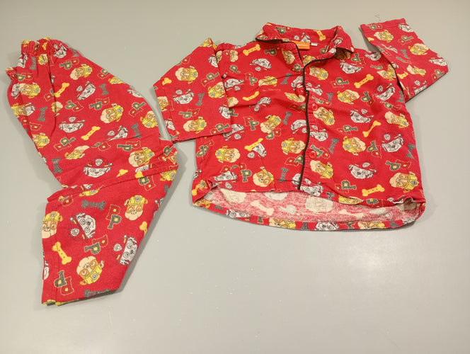 Pyjama 2pcs jersey flanelle rouge Pat patrouille, moins cher chez Petit Kiwi