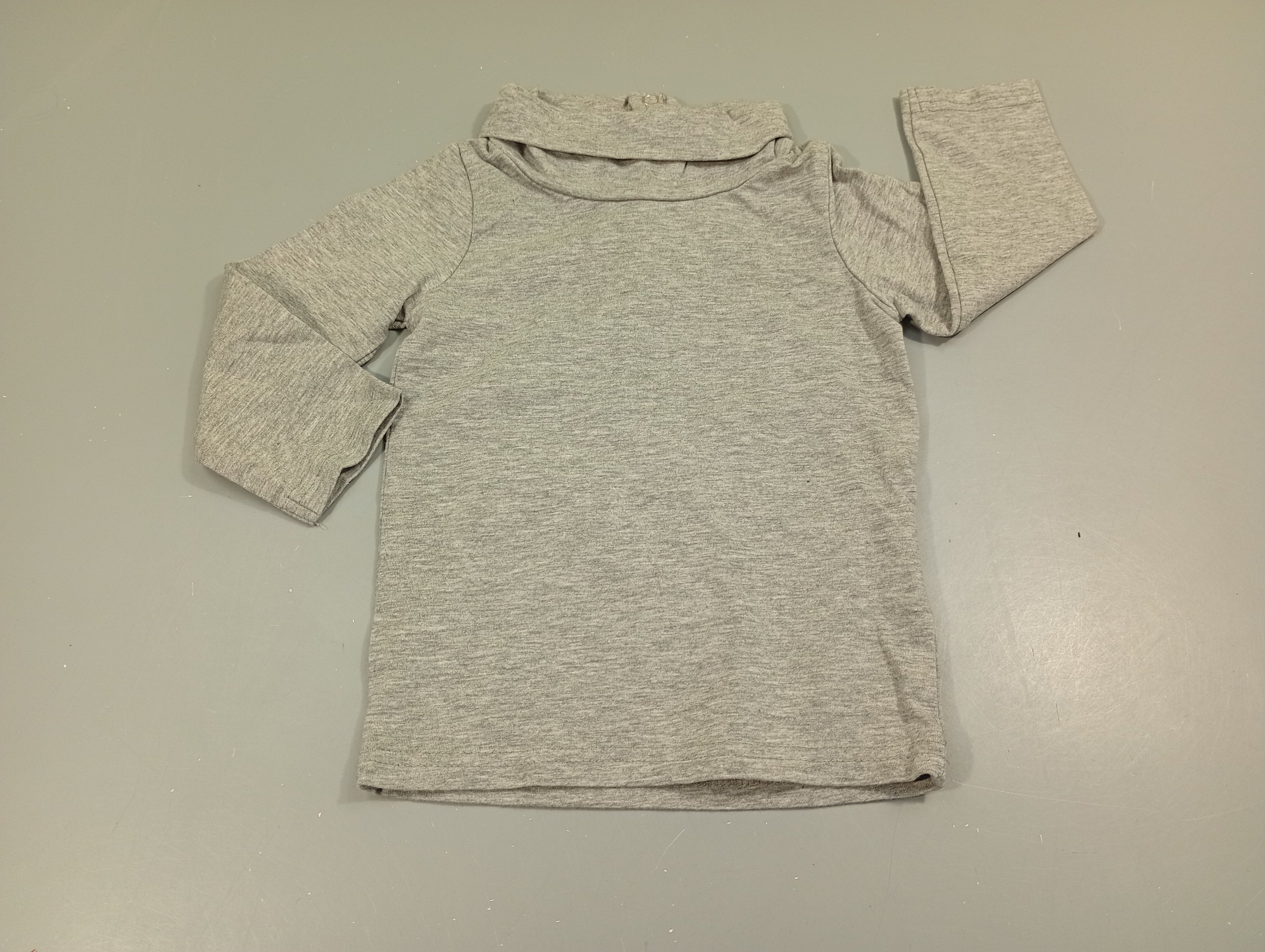 T-shirt m.l gris flammé à col roulé