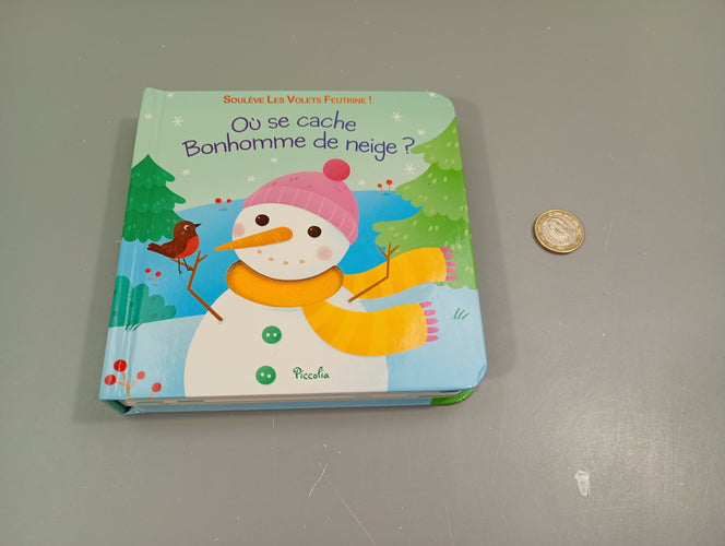 Où se cache bonhomme de neige? Livre à volets, moins cher chez Petit Kiwi