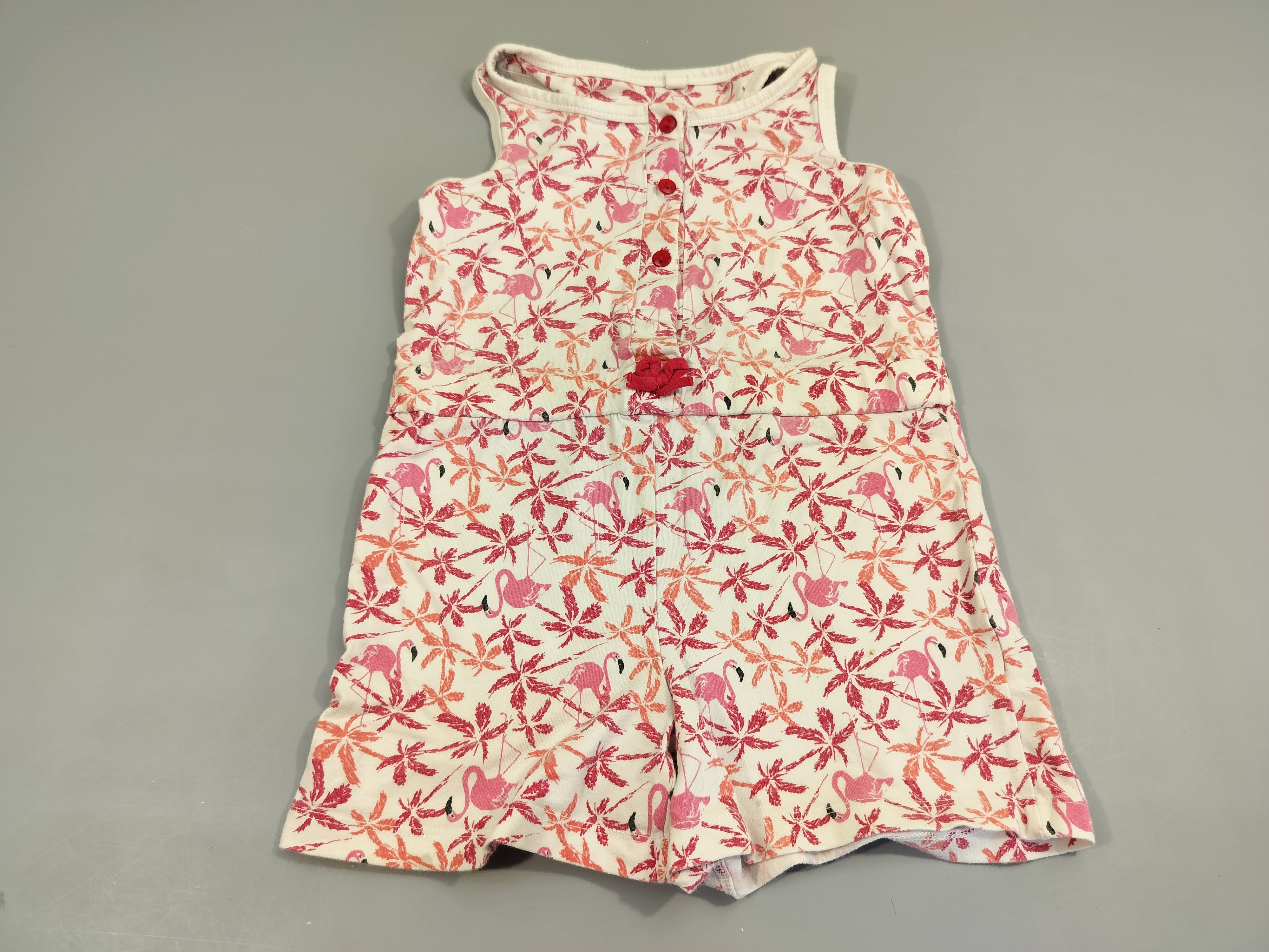 Combishort blanche palmiers et flamands roses