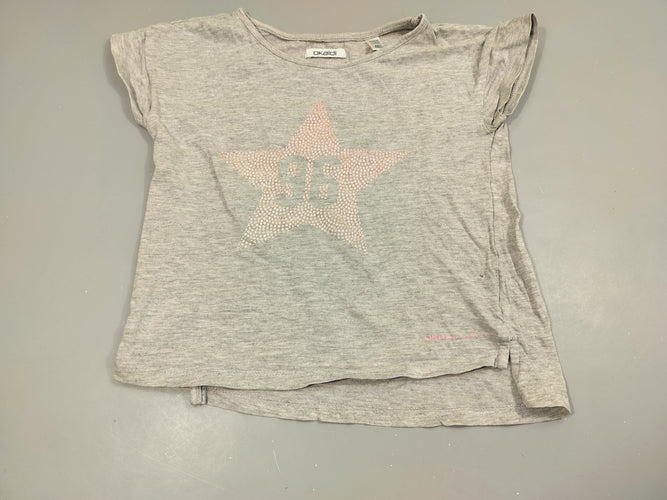 T-shirt m.c gris flammé, étoile rose clair, moins cher chez Petit Kiwi