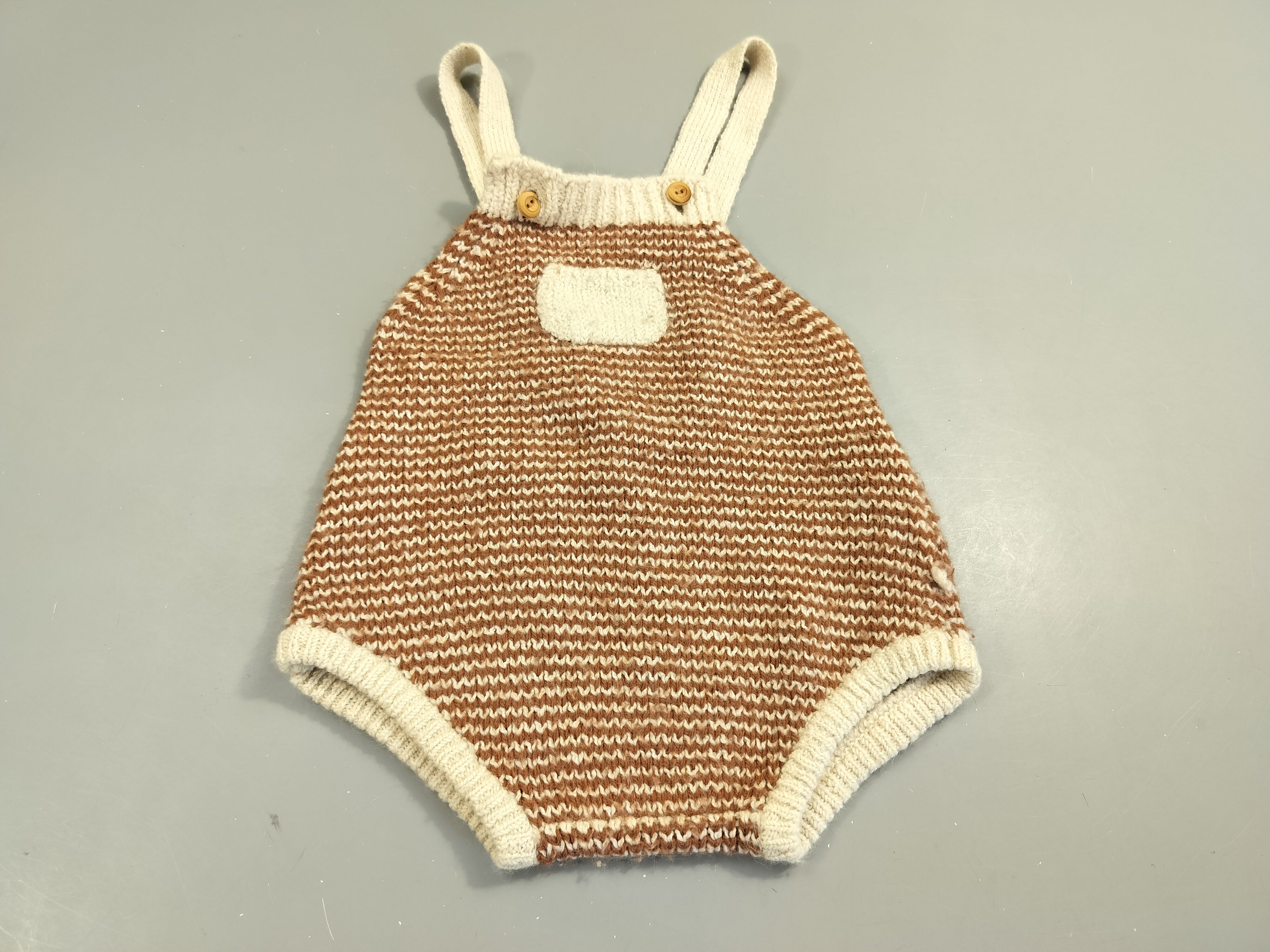 Salopette  Buho tricot beige et brun 25% laine