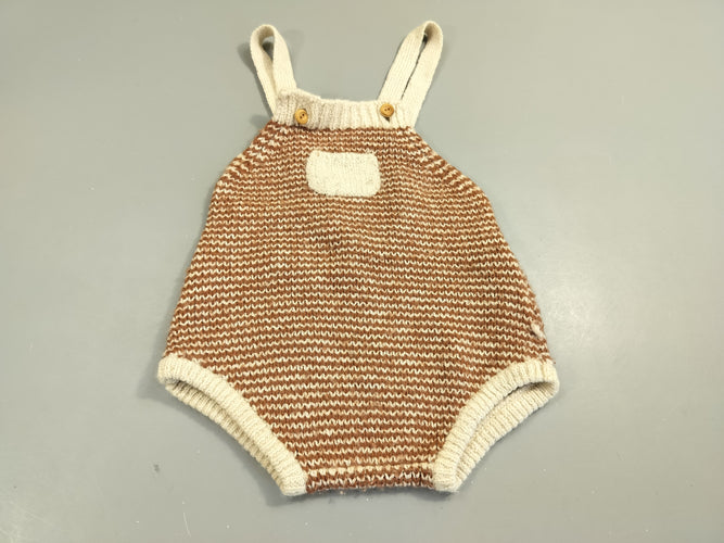 Salopette  Buho tricot beige et brun 25% laine, moins cher chez Petit Kiwi