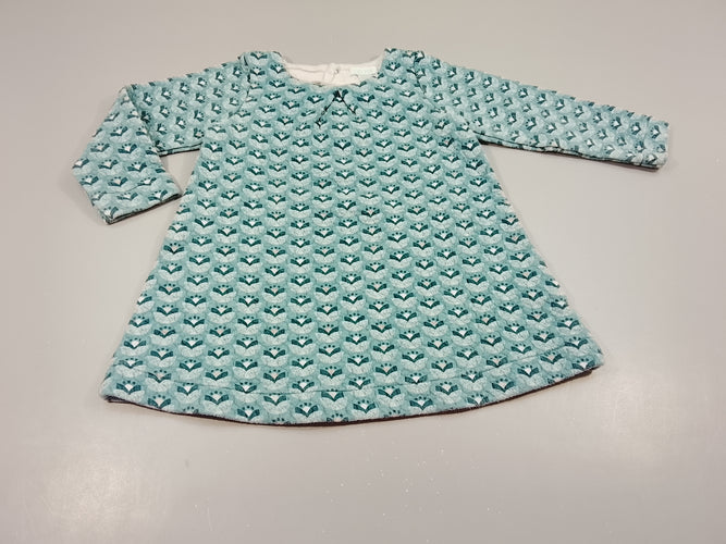 Robe m.l en molleton bleu- vert à motifs, moins cher chez Petit Kiwi