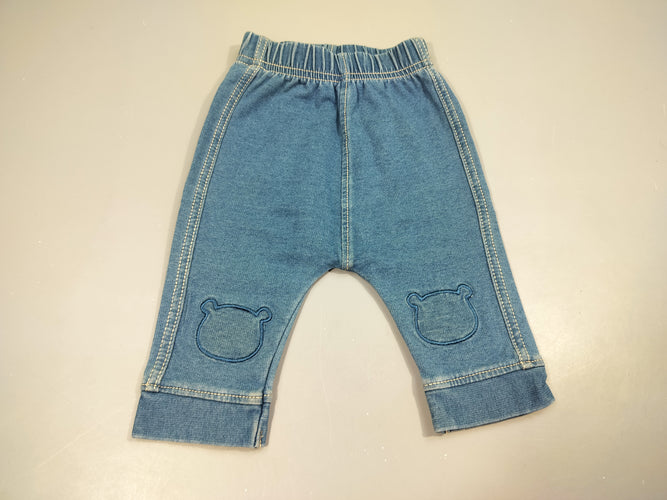 Pantalon denim sarouel , têtes d'ours, moins cher chez Petit Kiwi