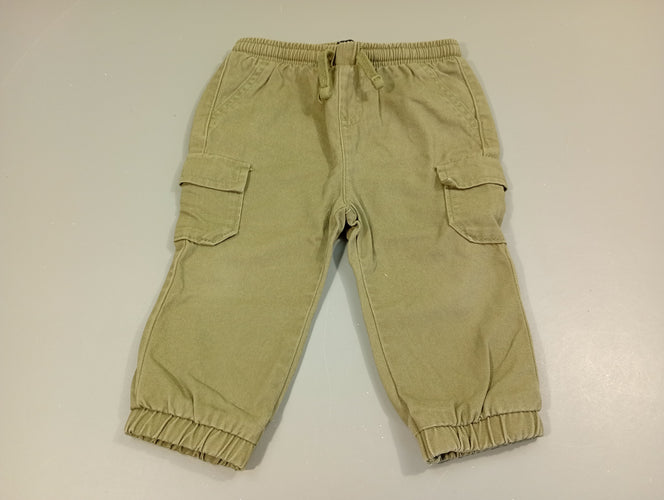 Pantalon cargo kaki, taille et chevilles élastiques, moins cher chez Petit Kiwi