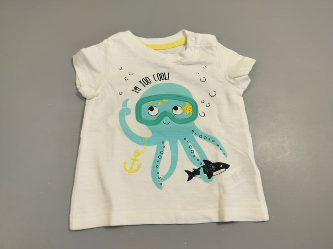T-shirt m.c blanc pieuvre "I'm too cool!", moins cher chez Petit Kiwi