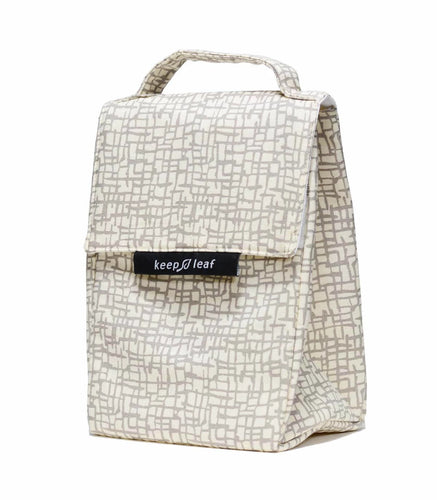 Lunch bag écru motifs  gris, Keep Leaf, moins cher chez Petit Kiwi