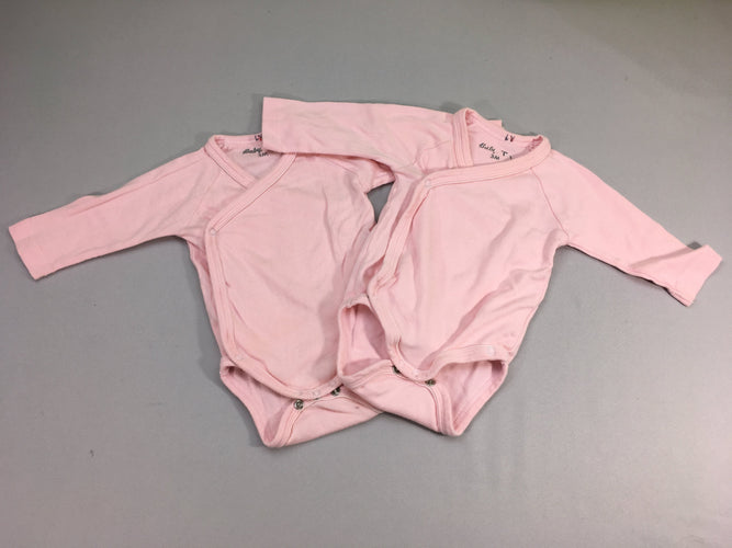 Lot de 2 bodies m.l croisés sur le devant rose, moins cher chez Petit Kiwi