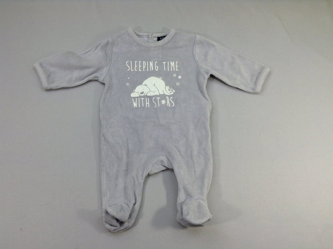 Pyjama velours gris ours, moins cher chez Petit Kiwi
