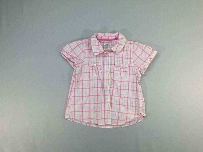 Chemisier m.c blanc à carreaux rose, moins cher chez Petit Kiwi