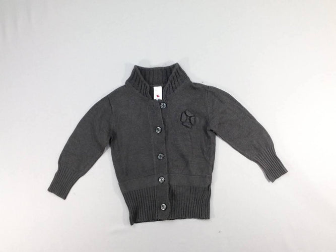 Gilet gris foncé, moins cher chez Petit Kiwi