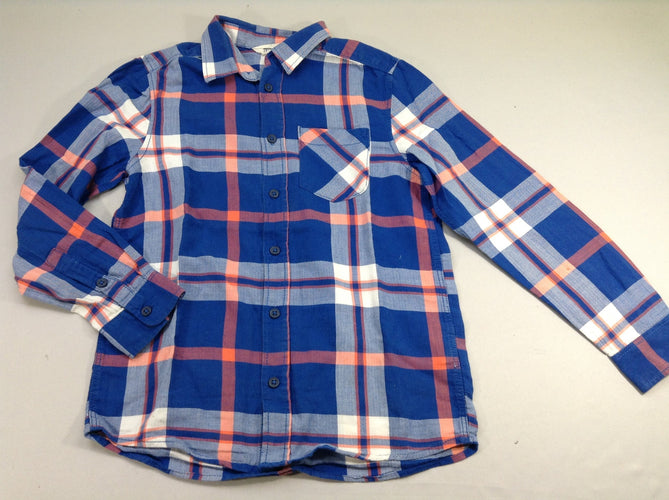 Chemise m.l carreaux bleu/orange, moins cher chez Petit Kiwi