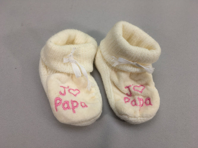 Chaussons écrus j'aime papa, moins cher chez Petit Kiwi