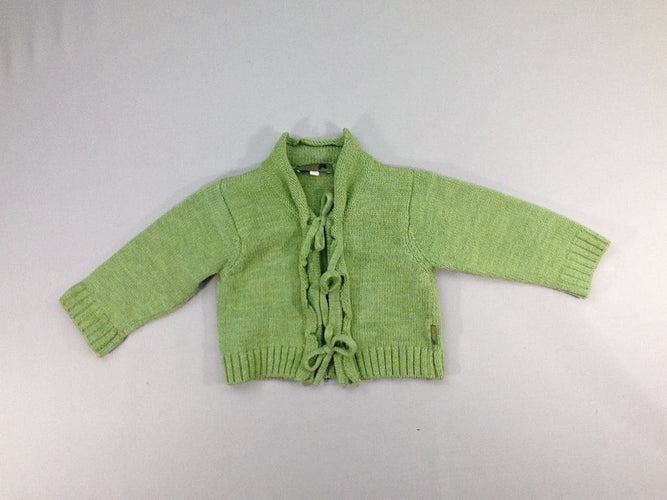 Gilet vert, 50% laine, moins cher chez Petit Kiwi