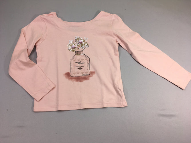 T-shirt m.l rose parfum sequins, noeud dans le dos, moins cher chez Petit Kiwi