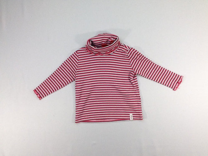 T-shirt col roulé rose rayé, moins cher chez Petit Kiwi
