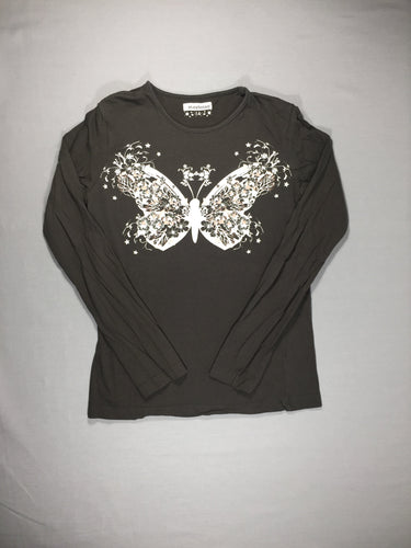 T-shirt m.l gris foncé avec grand papillon blanc, moins cher chez Petit Kiwi