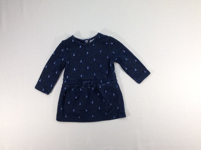 Robe m.l molleton bleu foncé irisé tipis, moins cher chez Petit Kiwi