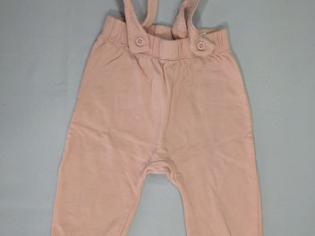 Pantalon molleton rose à bretelles taille et chevilles élastiques