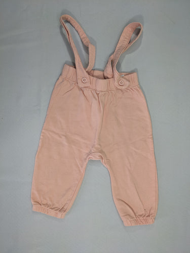Pantalon molleton rose à bretelles taille et chevilles élastiques, moins cher chez Petit Kiwi