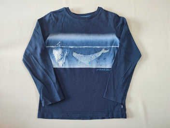 T-shirt m.l bleu marine baleine en sequins réversibles 