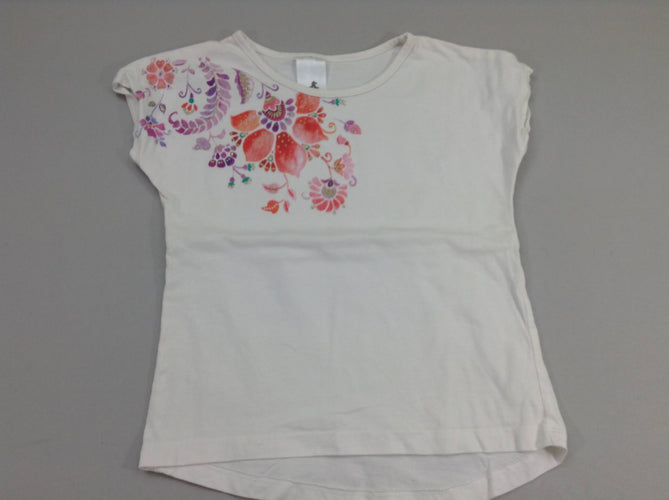 T-shirt m.c blanc fleurs, moins cher chez Petit Kiwi