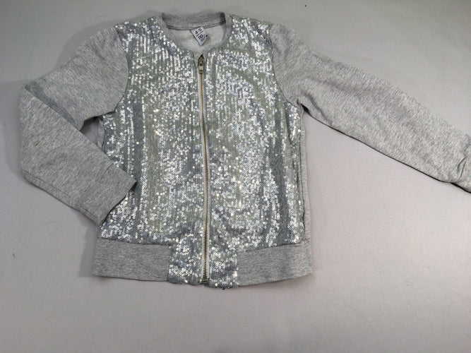 Gilet zippé gris sequins, moins cher chez Petit Kiwi