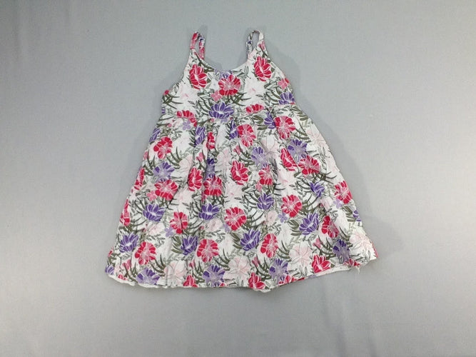 Robe fines bretelles blanche fleurs, moins cher chez Petit Kiwi