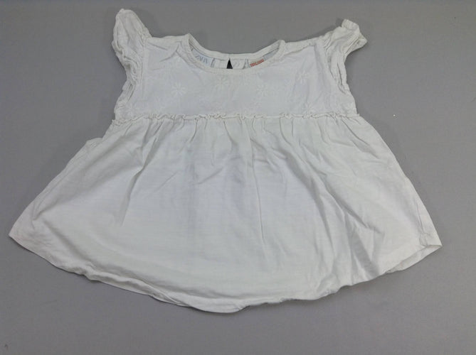 Blouse m.c bi-matière blanche, moins cher chez Petit Kiwi